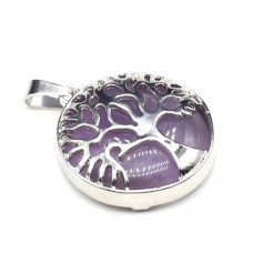 TREE OF LIFE  AMETHYST GEMSTONE CAGE PENDANT
