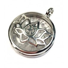 LOTUS  CLEAR QUARTZ GEMSTONE CAGE PENDANT